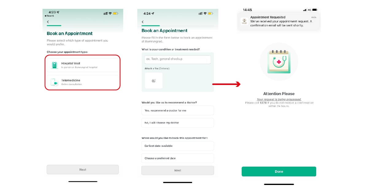 Self-Select Telemedicine or Hospital Visit Appointments