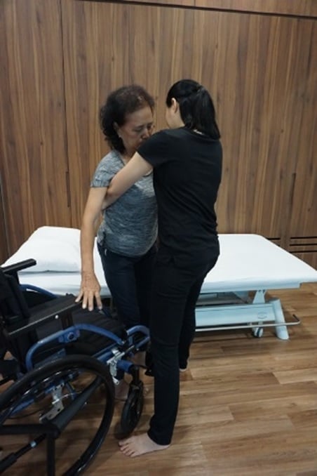From wheelchair to bed  