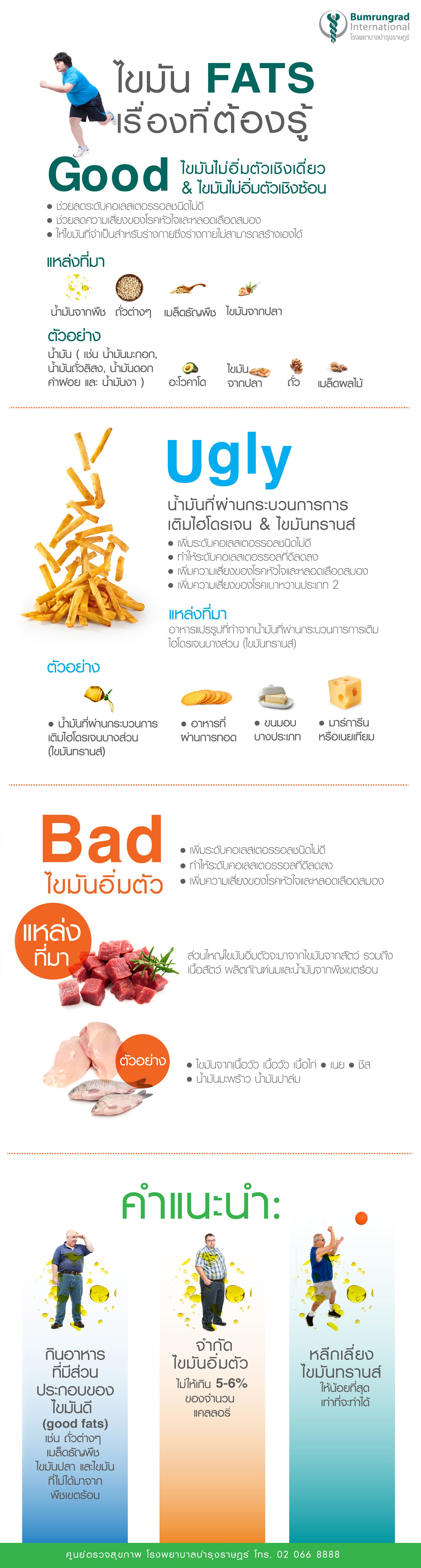 ไขมัน FATS เรื่องที่ต้องรู้ ไขมันดี เลว คำแนะนำ รักษา infographic