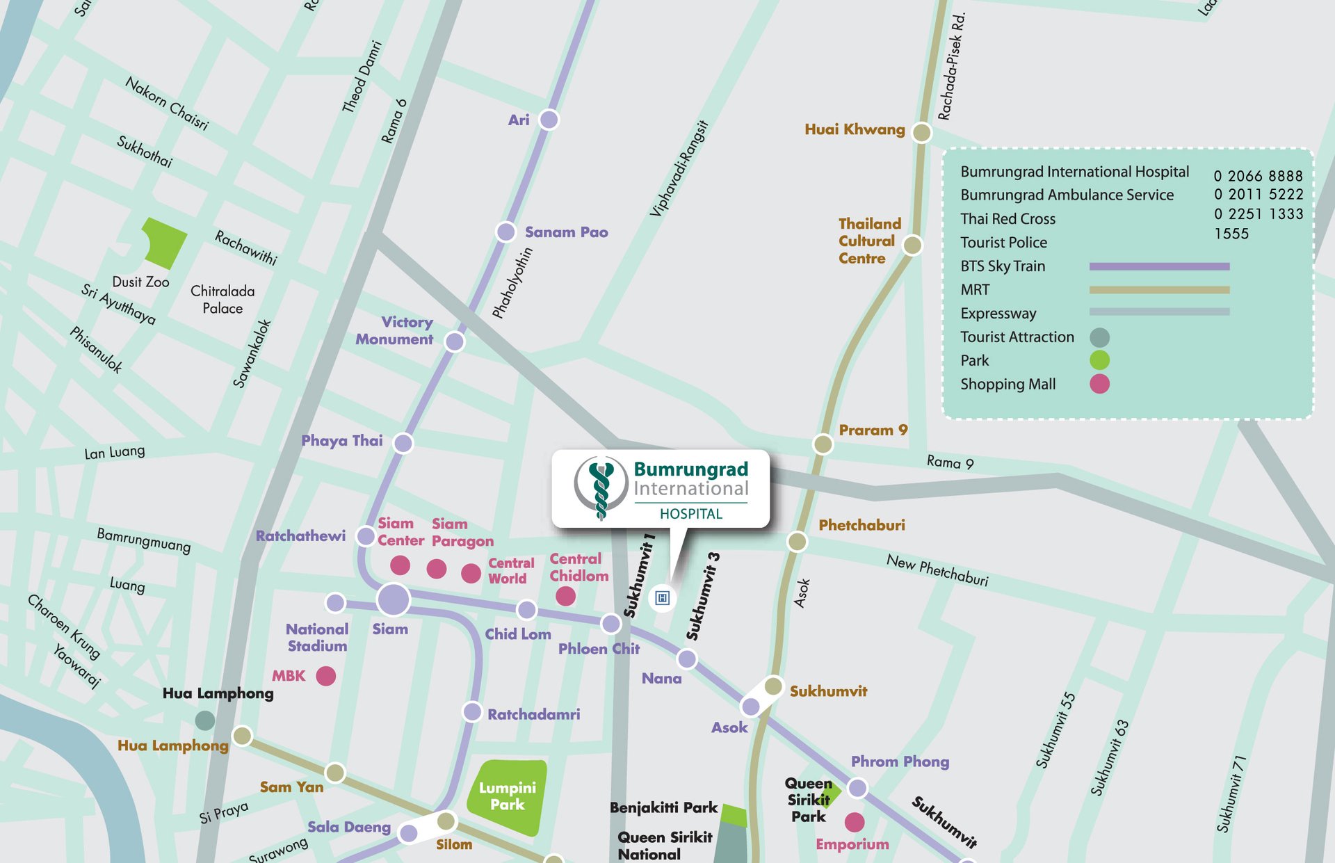 Bumrungrad International Hospital Bangkok Thailand Map and Direction