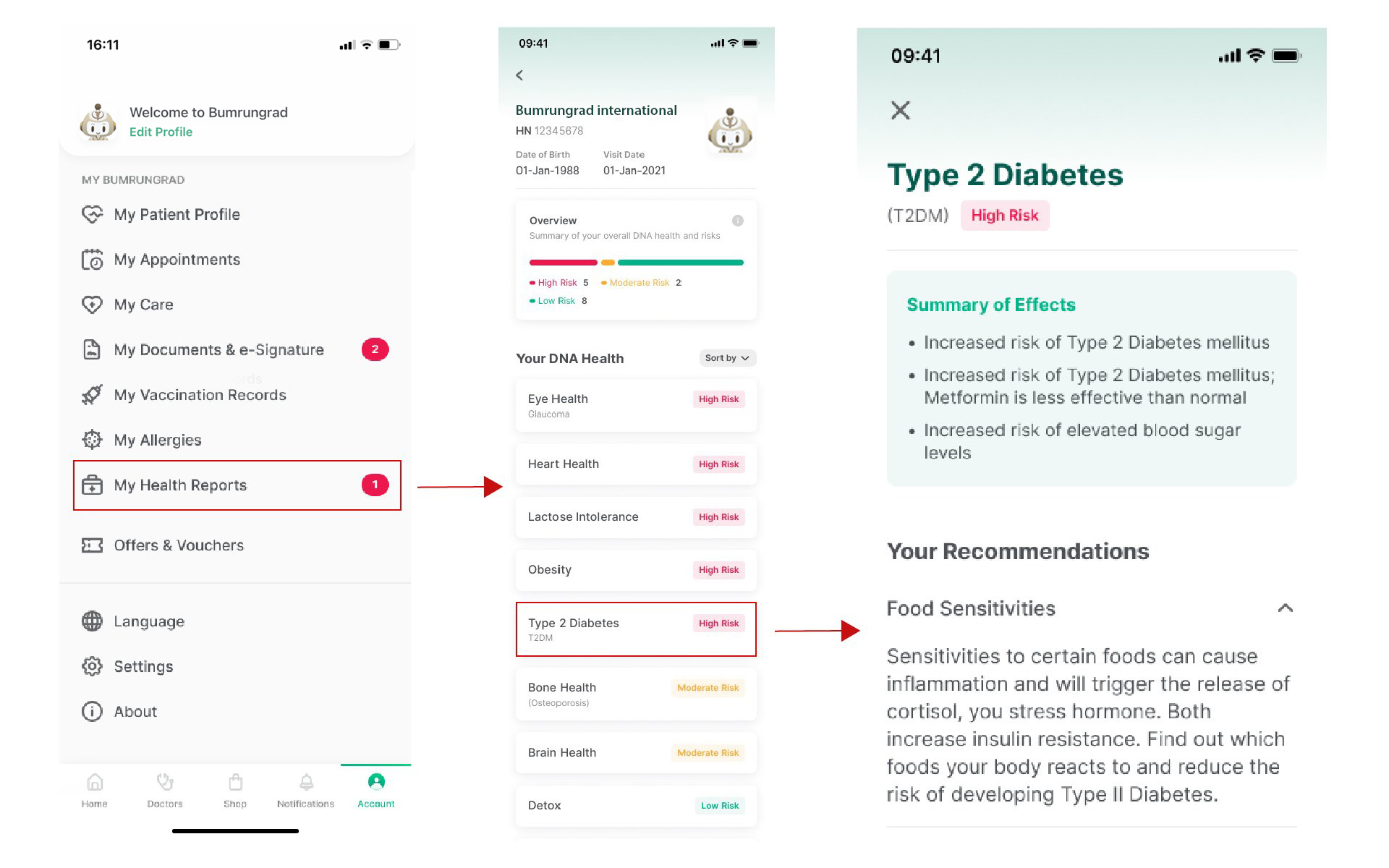 Easy access your DNA health risk through the app Easy access your DNA health risk through the app