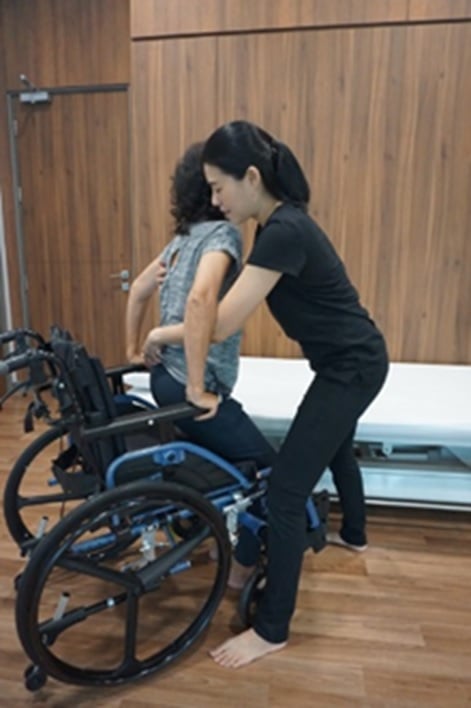 From wheelchair to bed  