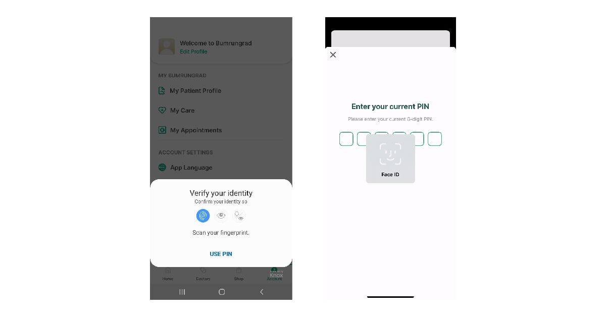 ACCESS TO YOUR PATIENT PROFILE WITH FINGERPRINT OR FACE RECOGNITION